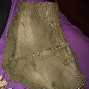Olive green jean free people shorts